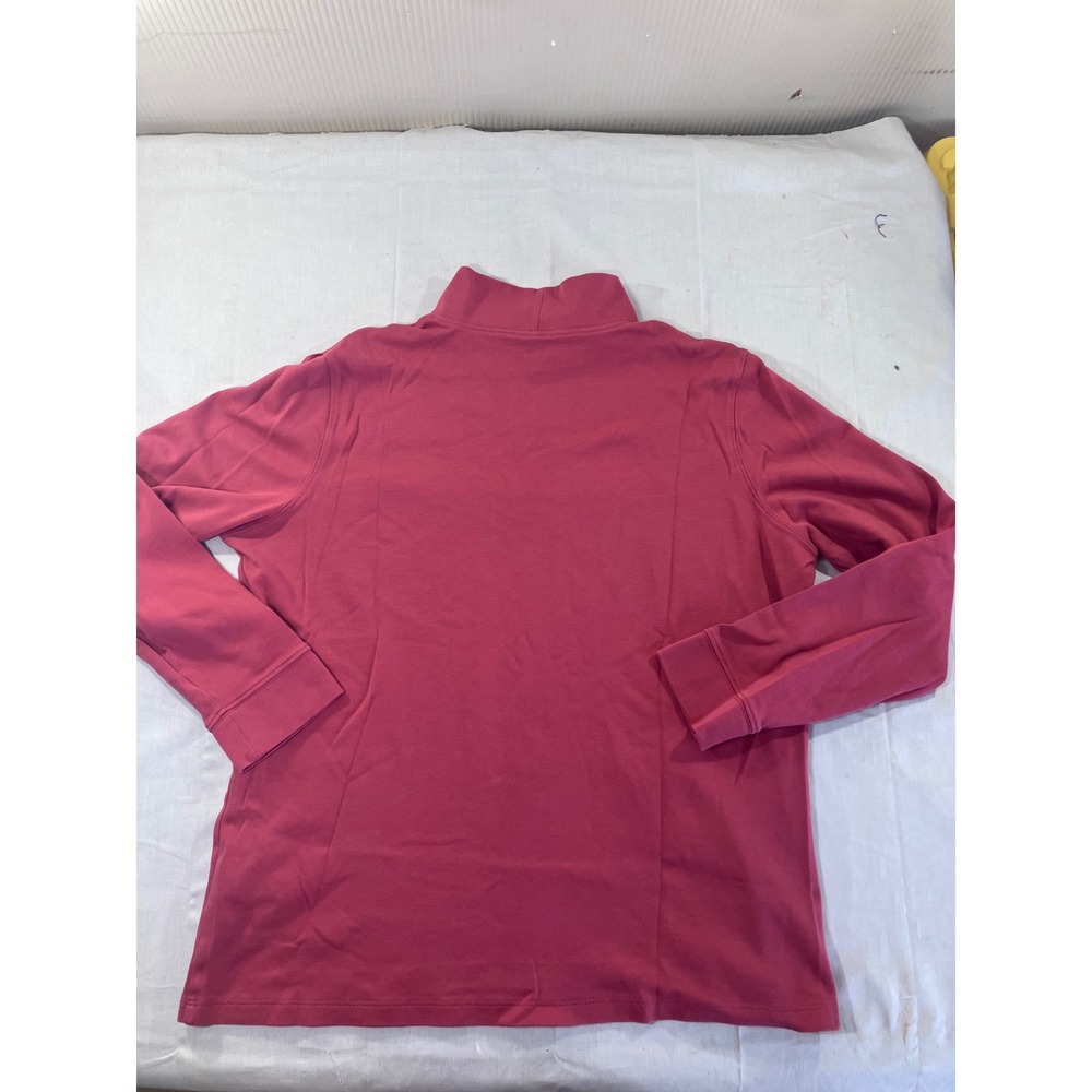 L.L.Bean Women's Long Sleeve Mock Neck‎ Top Cotton Red L REG